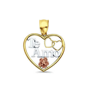14K Tri Color Gold Te-Amo Pendant 25mmX20mm 1.5 grams